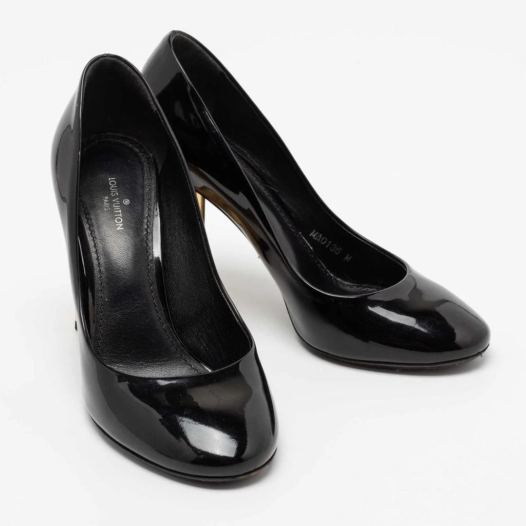 商品[二手商品] Louis Vuitton|Louis Vuitton Black Patent Leather Round Toe Block Heel Pumps Size 36.5,价格¥3202,第4张图片详细描述
