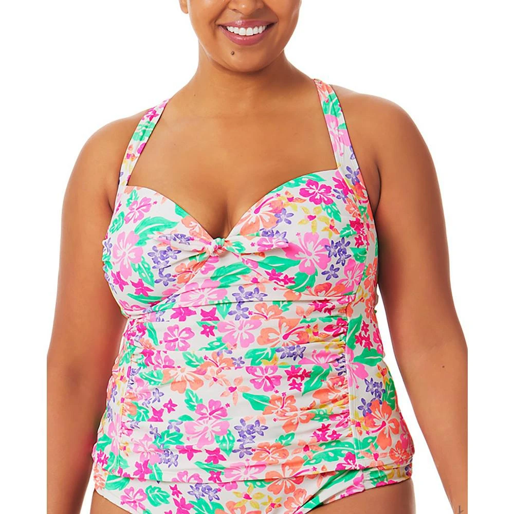 商品California Waves|California Waves Trendy Plus Size Hawaii Sunsets Strappy Tankini Top, Created for Macy's,价格¥121,第1张图片