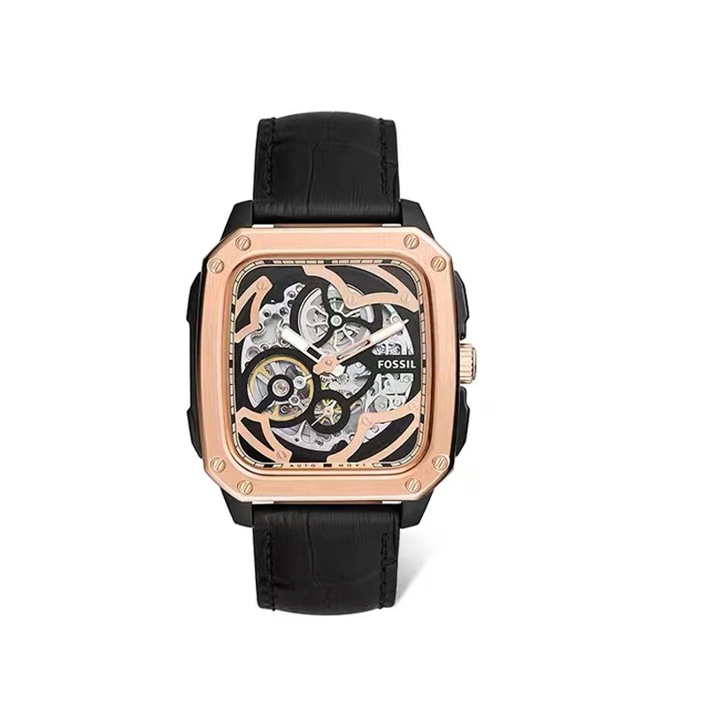 商品[国内直发] Fossil|Fossil镂空小方块机械表自动黑色潮流个性表BQ2572,价格¥584,第1张图片