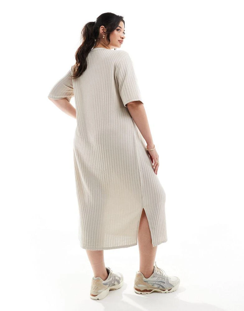 商品Vero Moda Curve|Vero Moda Curve ribbed knit midi dress in cream,价格¥337,第3张图片详细描述