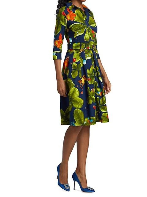 商品SAMANTHA SUNG|Audrey Bug Print Quarter-Sleeve Shirtdress,价格¥2047,第3张图片详细描述