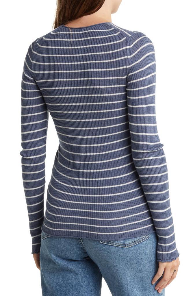 商品Vince|Striped Ribbed Long Sleeve Crewneck Shirt,价格¥1030,第4张图片详细描述