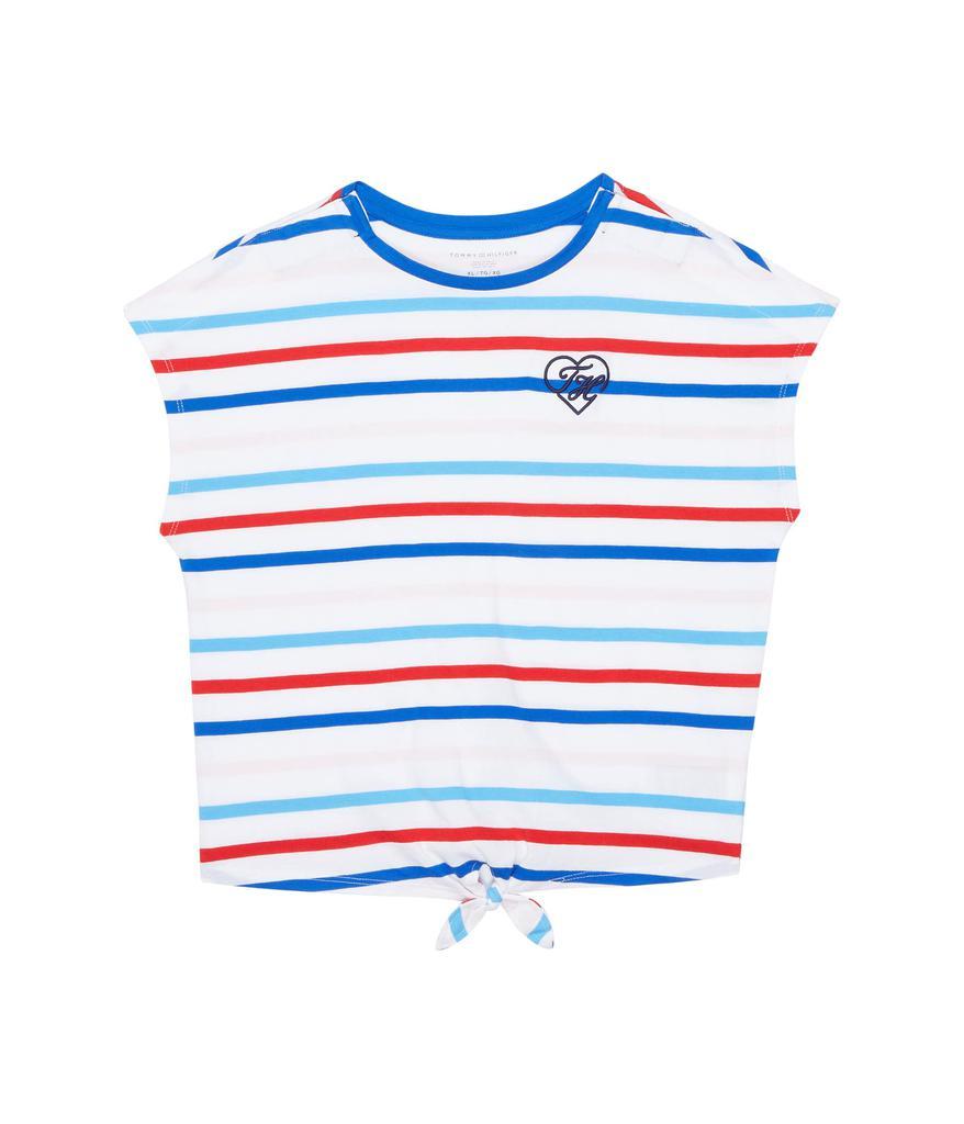 商品Tommy Hilfiger|SS Tia Tie Front T-Shirt w/ Velcro Brand Closure At Shoulders (Little Kids/Big Kids),价格¥87,第1张图片