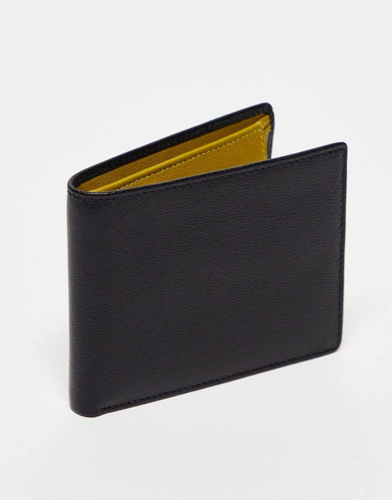 商品ASOS|ASOS DESIGN real leather wallet in black with olive internals,价格¥135,第1张图片