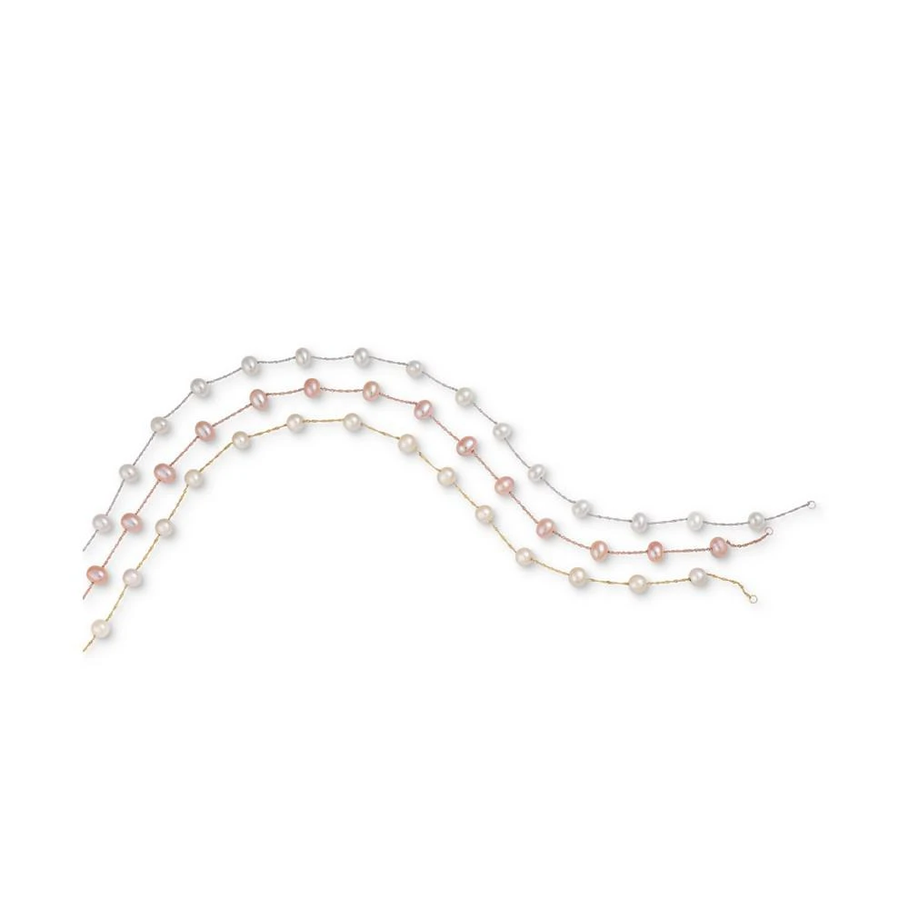 商品Effy|EFFY® Cultured Freshwater Pearl Station 18" Necklace in 14k Gold (5-1/2mm),价格¥1803,第4张图片详细描述