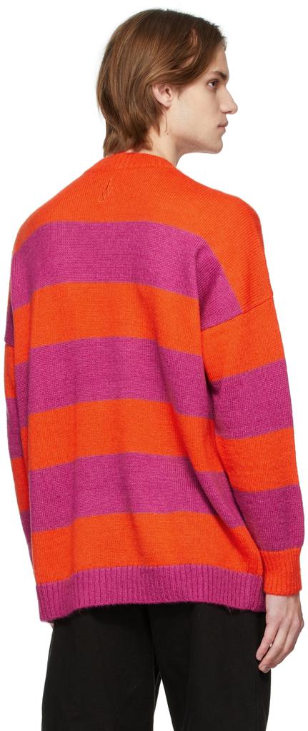 Red & Pink Striped Patchpocket Sweater商品第3张图片规格展示