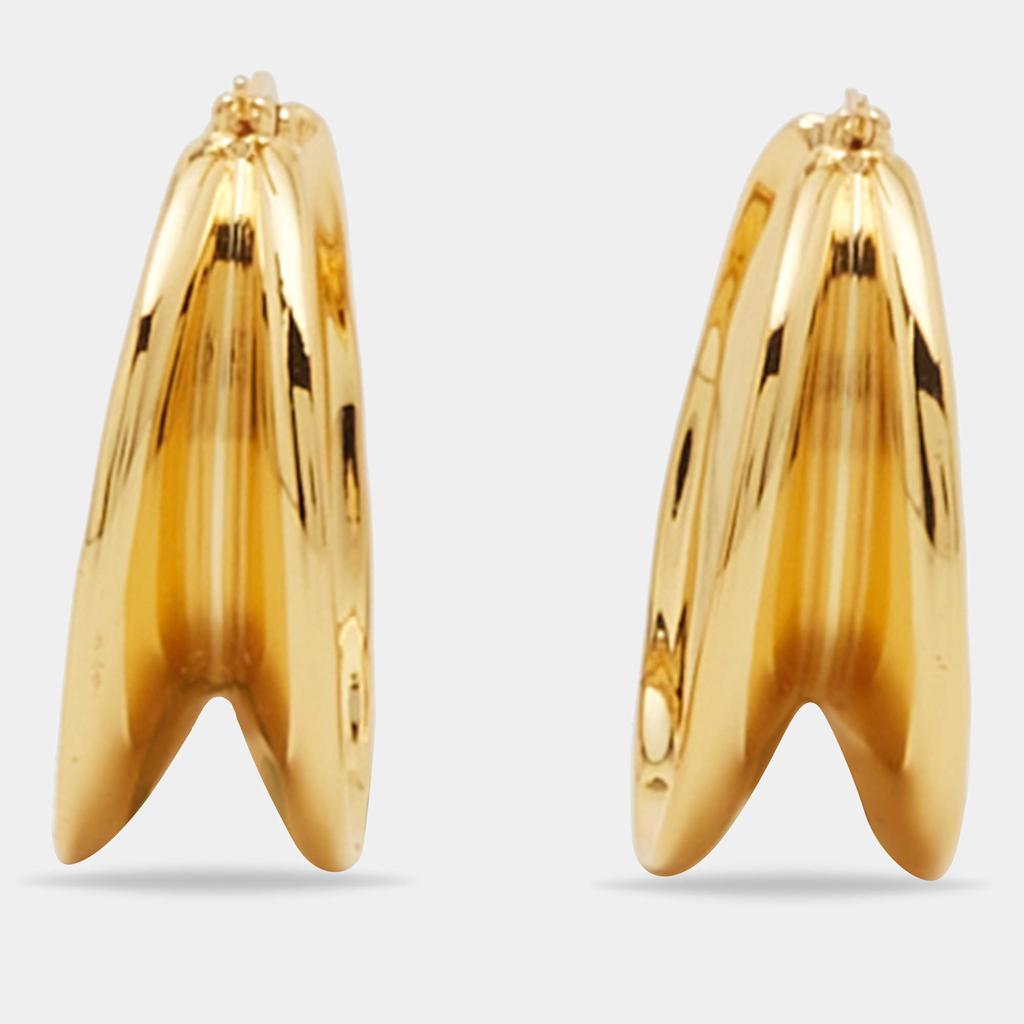 Céline Gold Tone Folded Hoop Earrings商品第3张图片规格展示