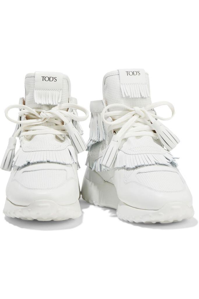 商品Tod's|Fringed perforated leather high-top sneakers,价格¥2431,第4张图片详细描述