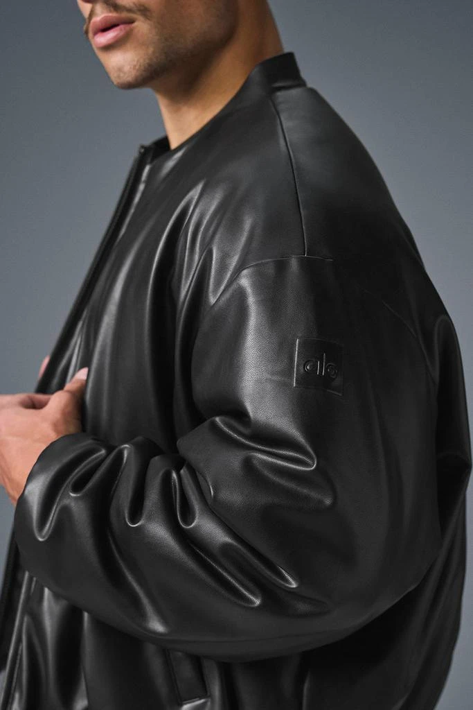 商品Alo|Faux Leather Premier Bomber - Black,价格¥2288,第3张图片详细描述