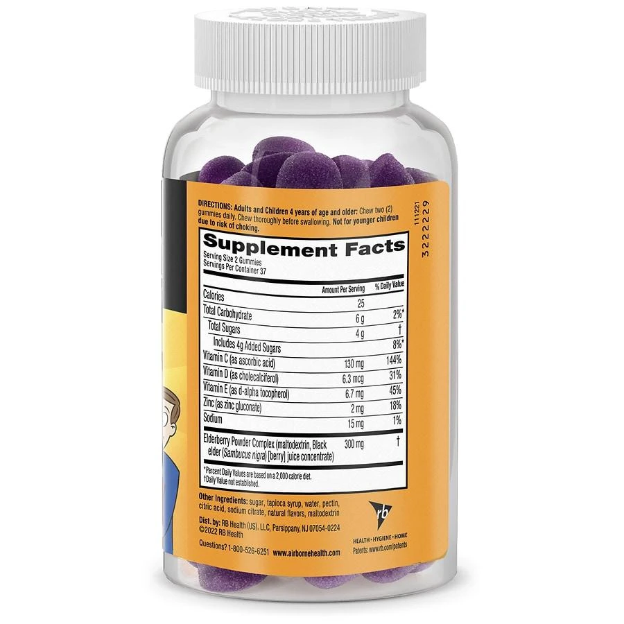 商品Airborne|Elderberry Gummies with Vitamin C D & E, Zinc Immune Support Supplement,价格¥200,第3张图片详细描述