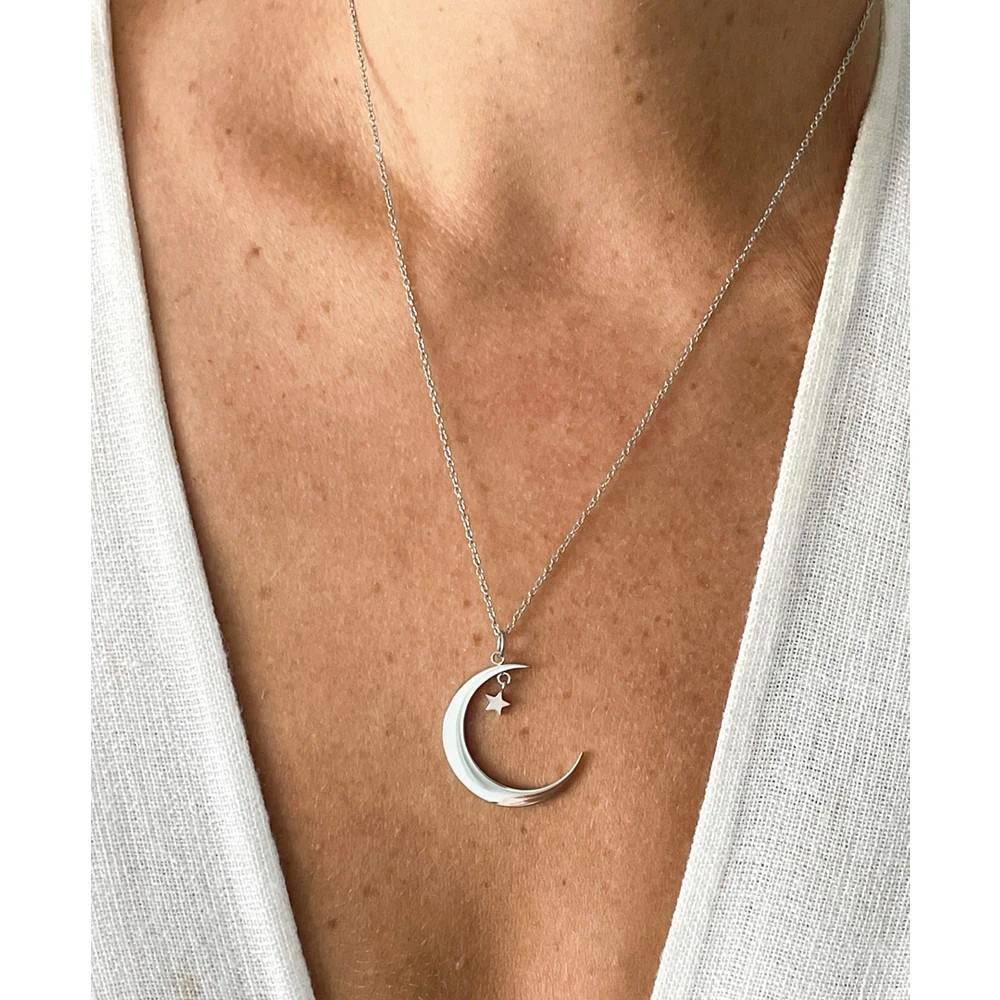 商品ADORNIA|Silver-Tone Hanging Moon & Star Pendant Necklace, 16" + 2" extender,价格¥182,第2张图片详细描述