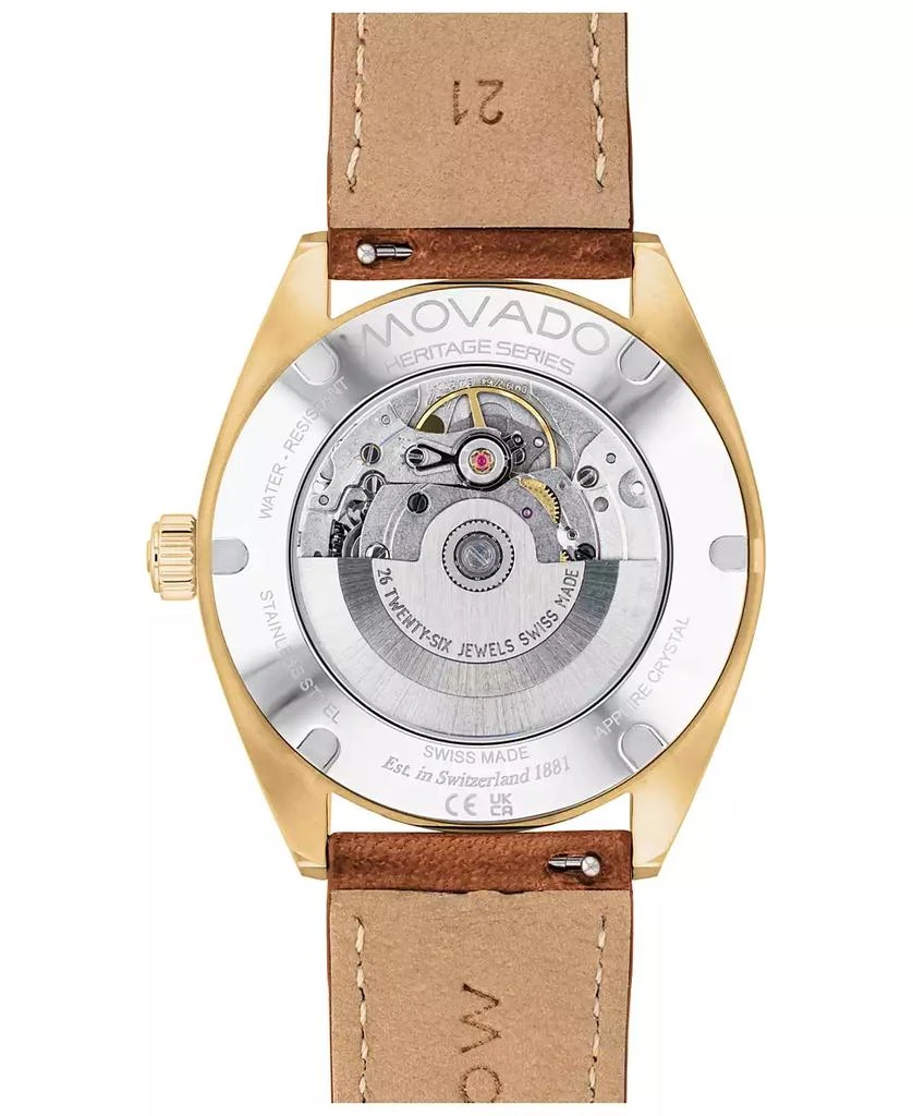 Men's Heritage Datron Swiss Automatic Cognac Genuine Leather Strap Watch 40mm 商品