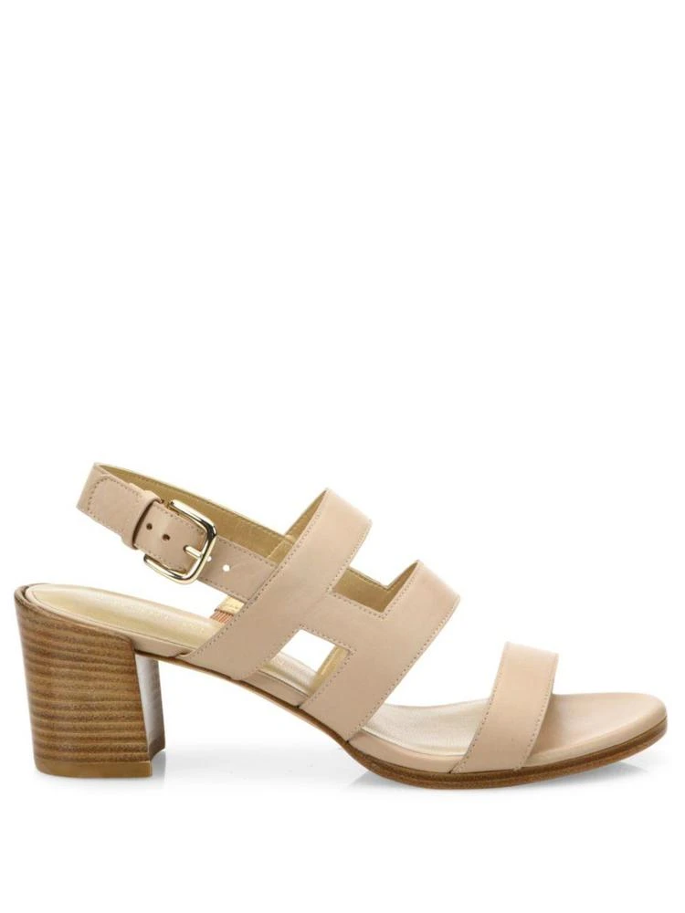 商品Stuart Weitzman|Stuart Weitzman - Milanese Strappy Leather Block Heel Slingbacks,价格¥1194,第5张图片详细描述