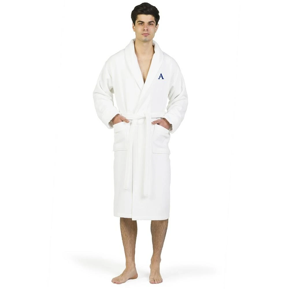 商品Linum Home Textiles|Personalized 100% Turkish Cotton Waffle Terry Bathrobe with Satin Piped Trim - White,价格¥804,第4张图片详细描述