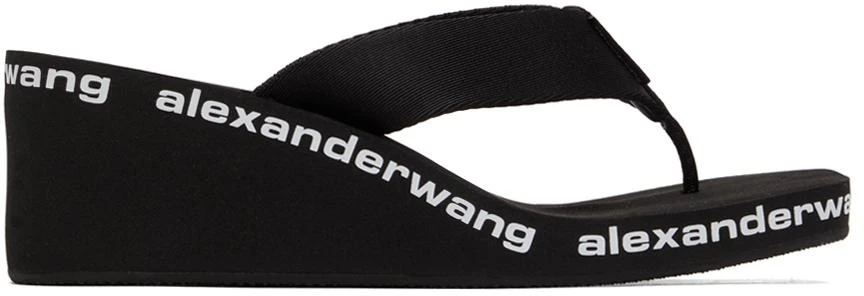 商品Alexander Wang|Black AW Wedge Flip Flop Sandals,价格¥656,第1张图片