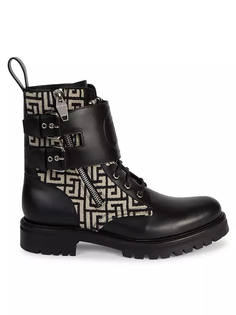 商品Balmain|Ranger Phil Monogram Jacquard & Leather Boots,价格¥4767,第1张图片