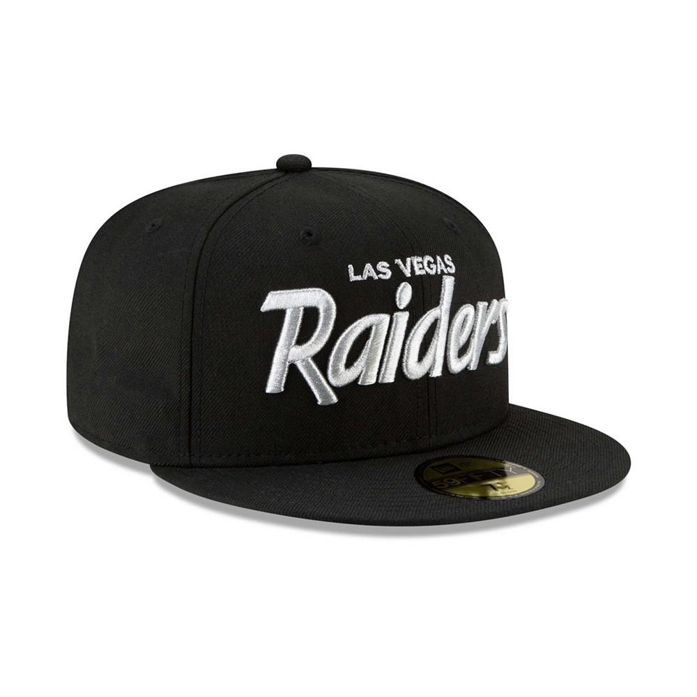 Men's Black Las Vegas Raiders Logo Omaha 59Fifty Fitted Hat商品第4张图片规格展示