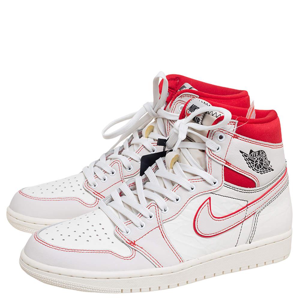 Air Jordan Red /White Leather Jordan 1 Retro High Sneakers Size 42.5商品第4张图片规格展示