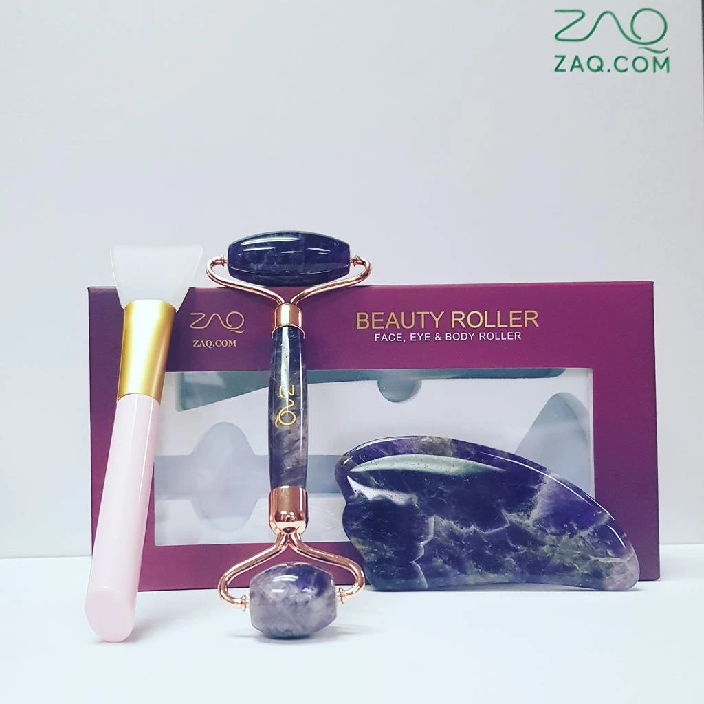 商品ZAQ|Amethyst Facial Roller, Gua Sha, Brush Set,价格¥249,第3张图片详细描述