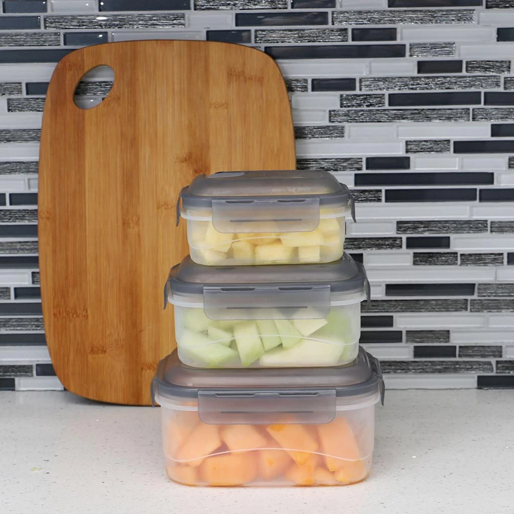 商品Home Basics|Home Basics Locking Rectangle Food Storage Containers with Grey Steam Vented Lids, (Set of 6),价格¥131,第2张图片详细描述