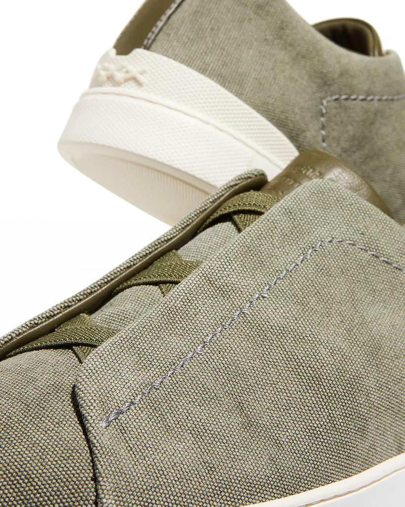 商品Zegna|Men's Triple Stitch Canvas Low-Top Sneakers,价格¥5791,第4张图片详细描述