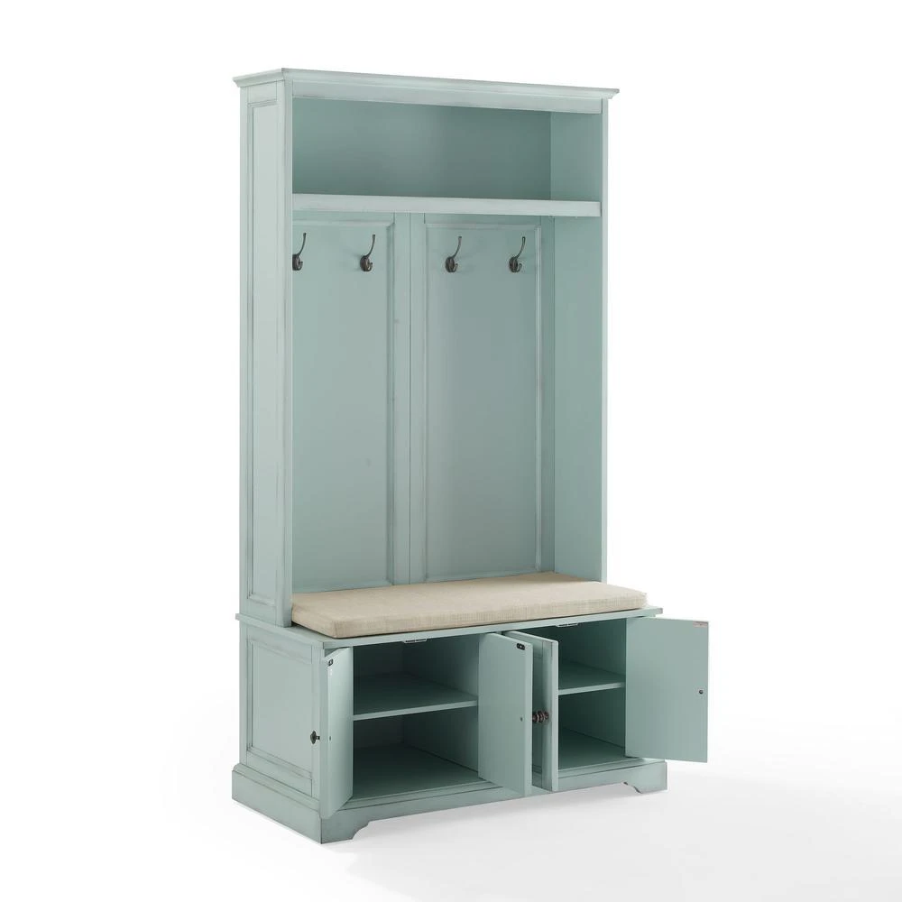 商品Crosley Furniture|Holbrook Hall Tree Distressed Seafoamblue/Oatmeal,价格¥3987,第2张图片详细描述