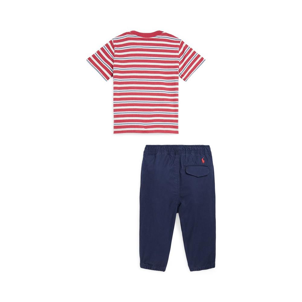 Baby Boys Striped T-shirt and Poplin Pant, 2 Piece Set商品第2张图片规格展示