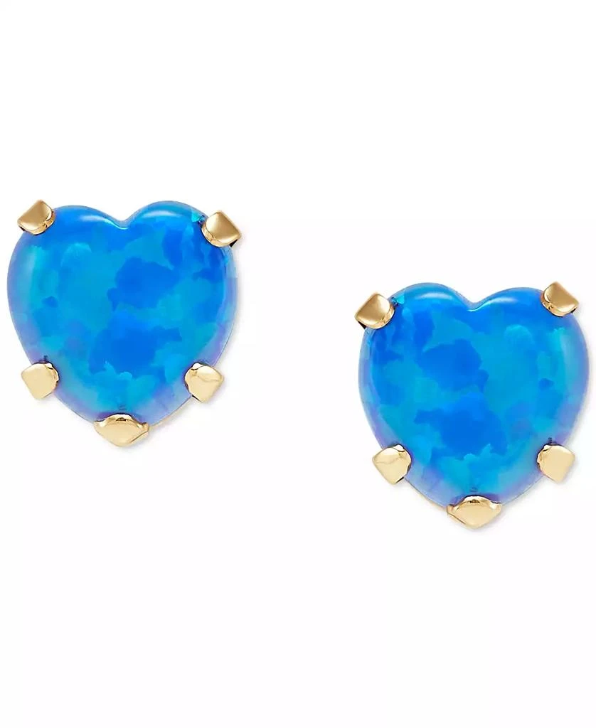 商品Macy's|Blue Opal Heart Stud Earrings (2 ct. t.w.) in 14k Gold,价格¥515,第3张图片详细描述