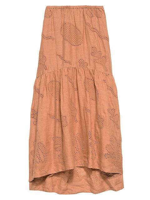商品FRAME|Eyelet Linen Maxi Skirt,价格¥690,第1张图片
