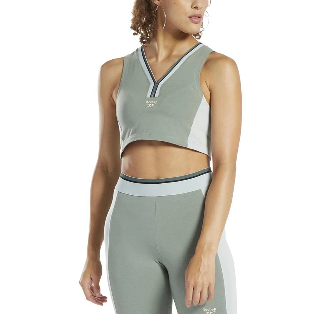 商品Reebok|Women's Cropped Colorblocked V-Neck Tank Top,价格¥79,第1张图片