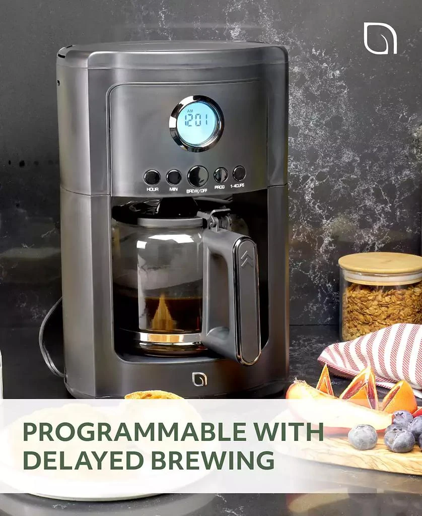 商品Willow Kitchen|12 Cup Coffee Maker – Programmable Brewing Options with Timer, Beautiful Design, Glass Pot,价格¥471,第2张图片详细描述