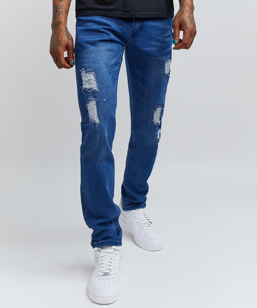 商品Reason Clothing|Carter Medium Wash Destroyed Jeans,价格¥111,第1张图片