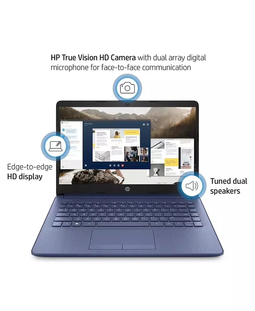 商品HP|Essential 14" Laptop, Intel Celeron N4120 4GB RAM Intel UHD Graphics 600 64GB eMMC Storage Windows 11 Home HD- Blue,价格¥2239,第2张图片详细描述