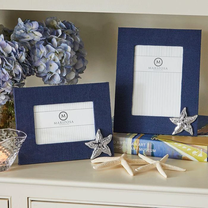 商品Mariposa|Navy Blue Linen with Starfish Frame, 5" x 7",价格¥732,第4张图片详细描述