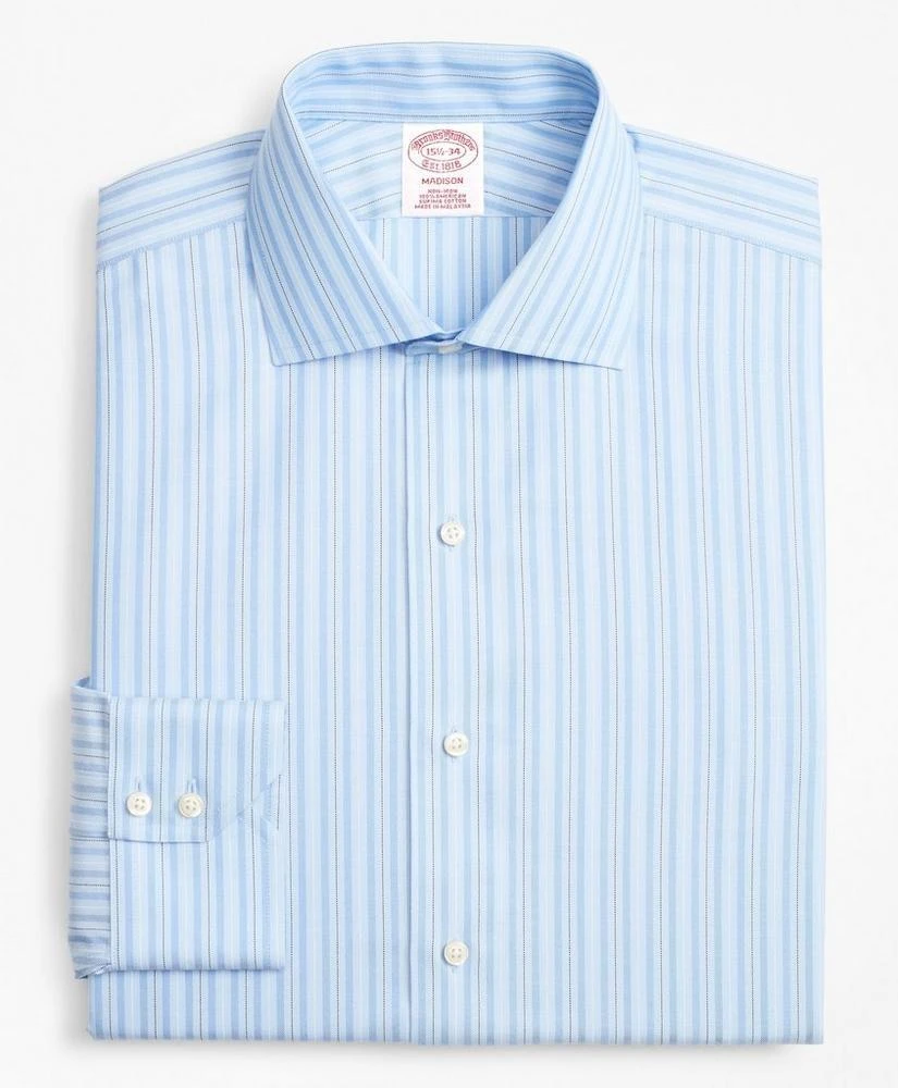 商品Brooks Brothers|Madison Relaxed-Fit Dress Shirt, Non-Iron Alternating Ground Stripe,价格¥375,第4张图片详细描述
