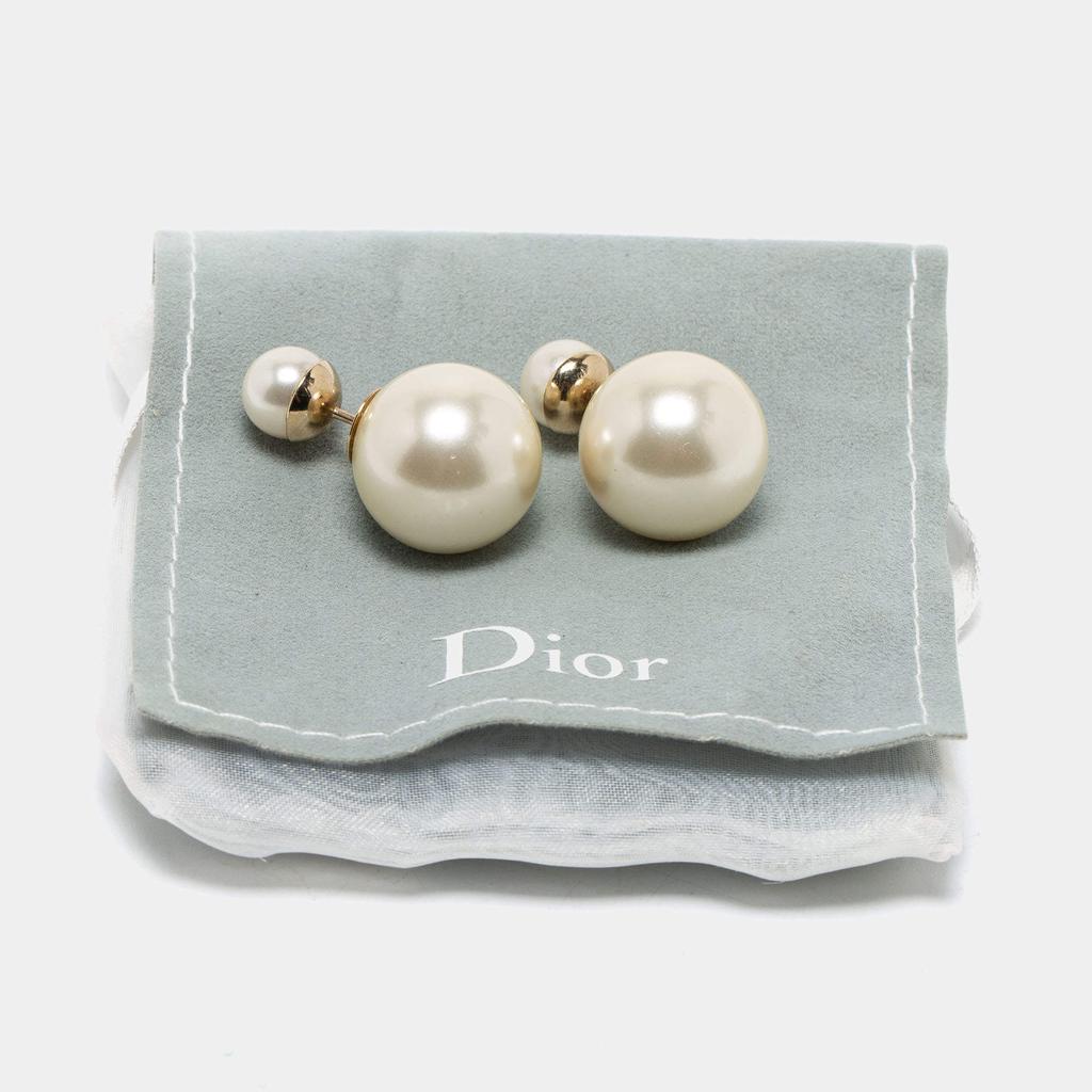 Dior Tribales Faux Pearl Gold Tone Stud Earrings商品第6张图片规格展示