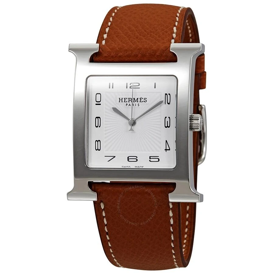 商品Hermes|H Hour White Dial Brown Leather Ladies Watch 036831WW00,价格¥16225,第1张图片