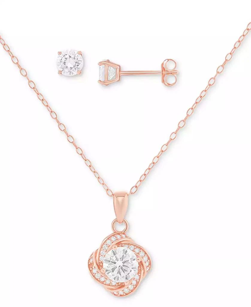 商品Giani Bernini|2-Pc. Set Cubic Zirconia Swirl Pendant Necklace & Solitaire Stud Earrings in 18k Gold-Plated Sterling Silver, Created for Macy's,价格¥764,第1张图片