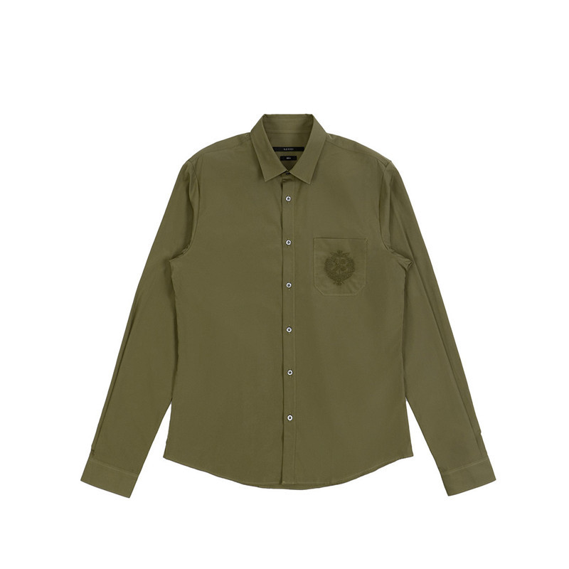 商品Gucci|GUCCI 男士墨绿色长袖棉质衬衫 387432-21131-2974,价格¥2107,第1张图片