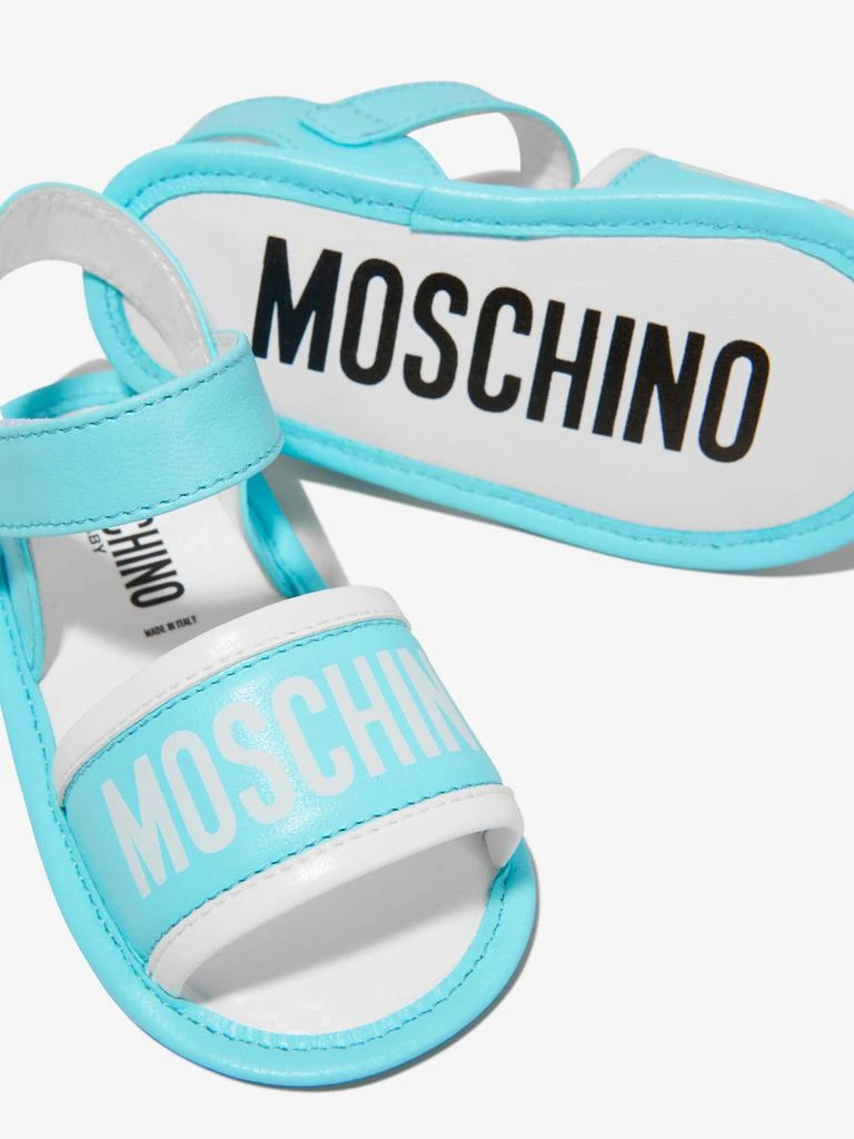 商品Moschino Shoes|Moschino Shoes Blue Baby Unisex Leather Logo Print Sandals,价格¥921,第3张图片详细描述