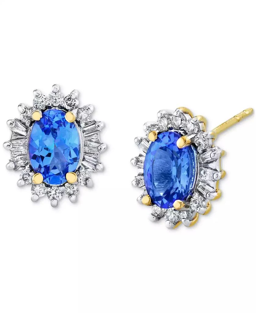 商品Macy's|Tanzanite (1 ct. t.w.) & Diamond (1/4 ct. t.w.) Halo Stud Earrings in 10k Gold,价格¥3032,第1张图片