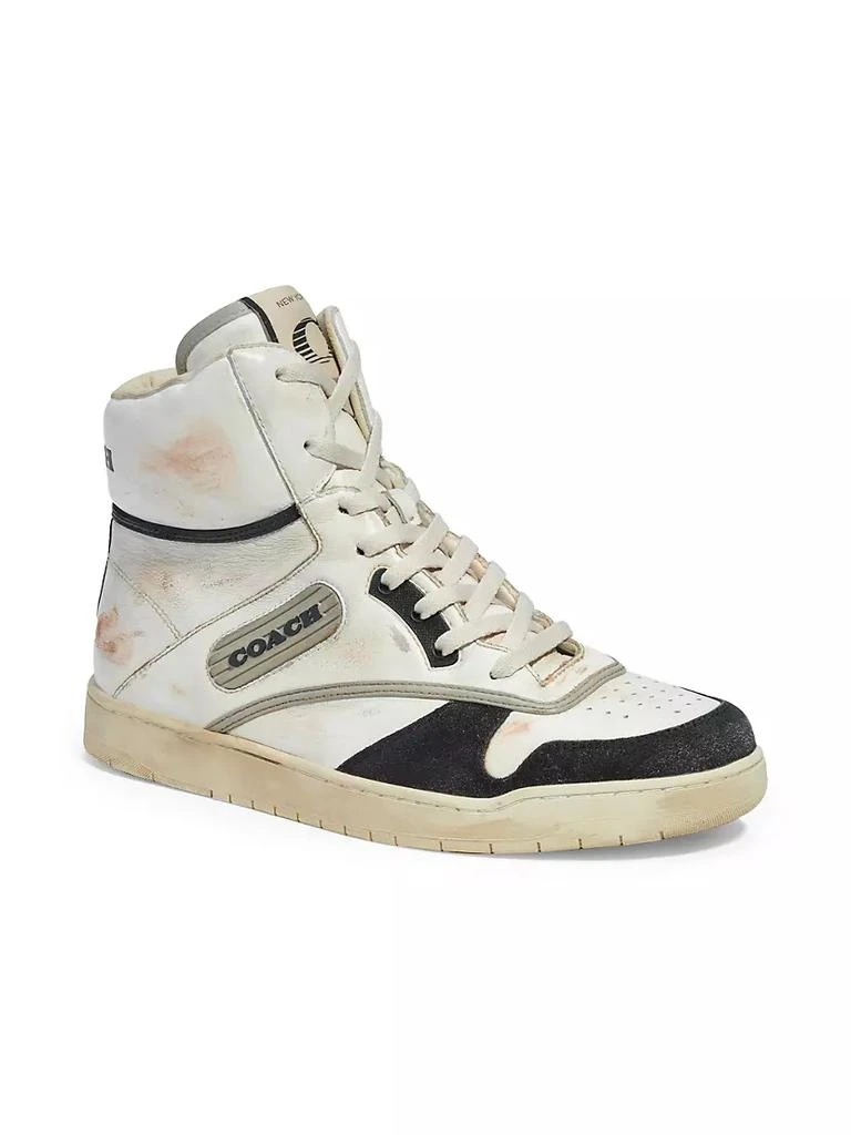 商品Coach|Distressed Leather High-Top Sneakers,价格¥1417,第2张图片详细描述