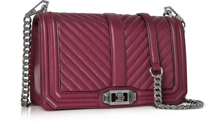商品Rebecca Minkoff|甜菜色雪佛龙绗缝皮革Love 斜挎包,价格¥1680,第2张图片详细描述