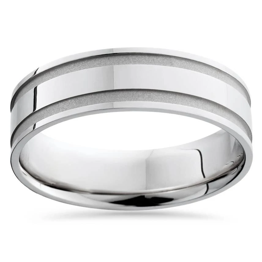 商品Pompeii3|Mens White Gold 6mm Polished Wedding Band Size Selectable,价格¥2958,第1张图片