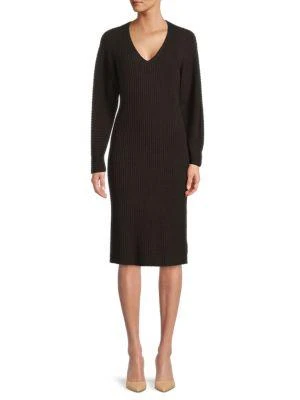 商品Vince|V Neck Rib Knit Dress,价格¥591,第1张图片