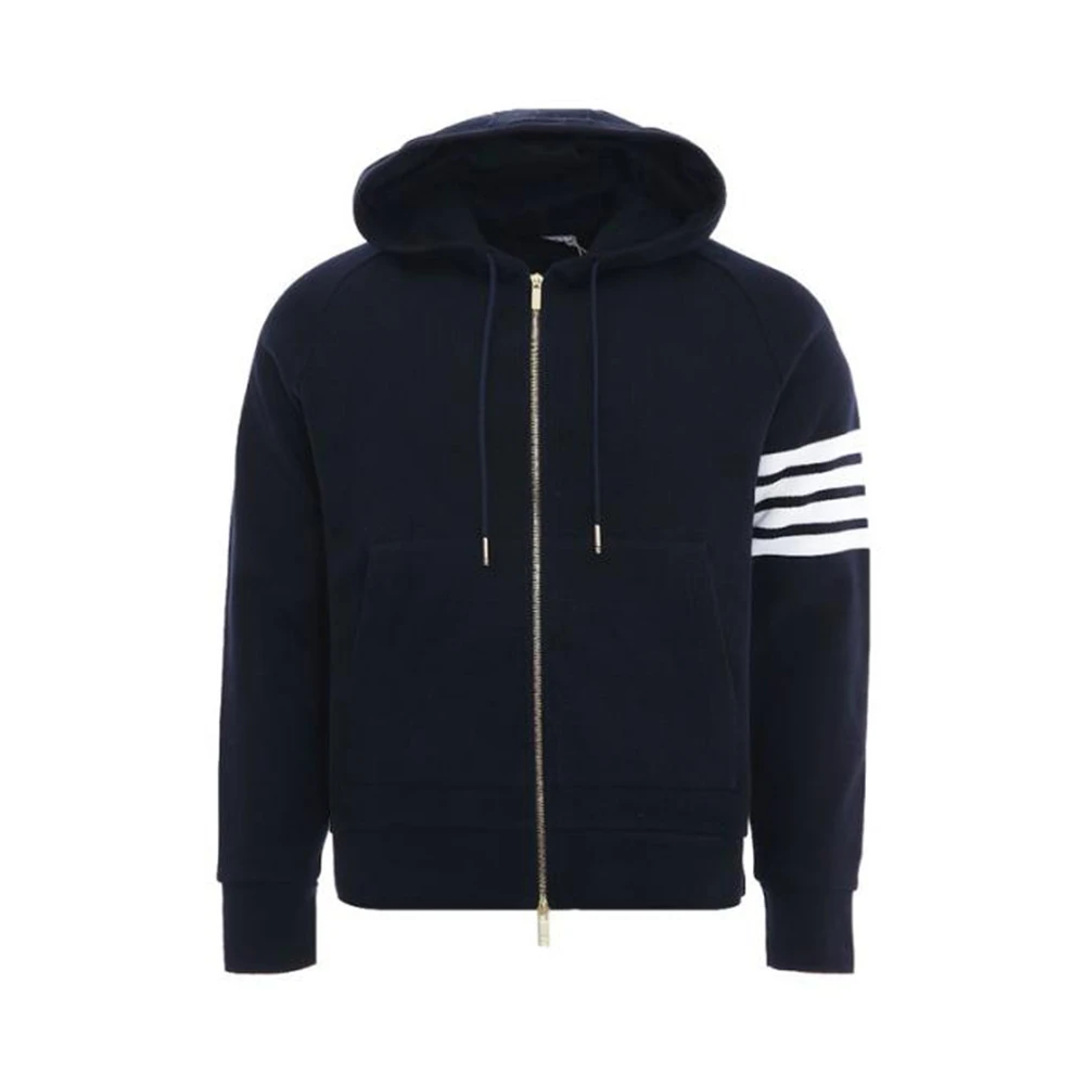 商品[国内直发] Thom Browne|THOM BROWNE 男士海军蓝色臂章拉链连帽衫 MJT204A-06452-415,价格¥7909,第1张图片