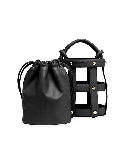 商品Salvatore Ferragamo|Cage Leather Bucket Bag,价格¥19022,第6张图片详细描述