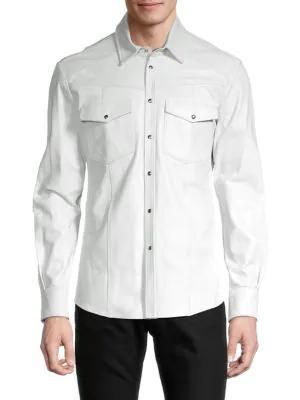 商品RON TOMSON|Snap Front Leather Shirt,价格¥1829,第3张图片详细描述