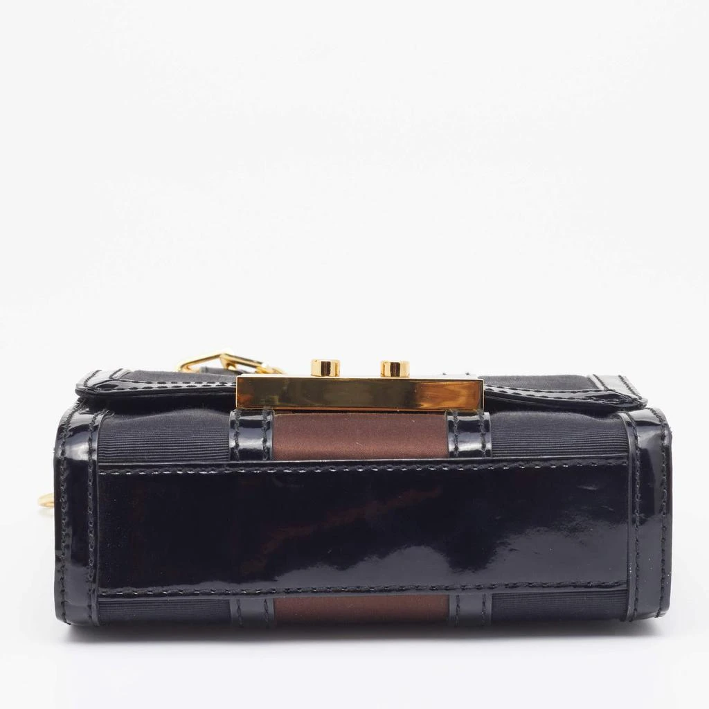 Tory Burch Black/Brown Canvas And Leather Chain Clutch 商品