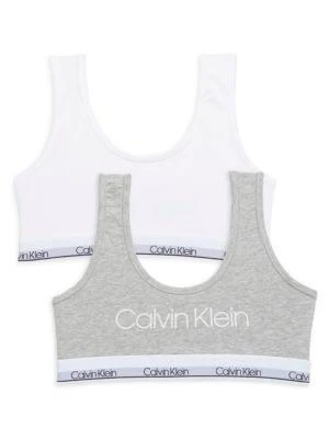 商品Calvin Klein|Girl's 2-Pack Stretch Cotton Sports Bras,价格¥98,第1张图片